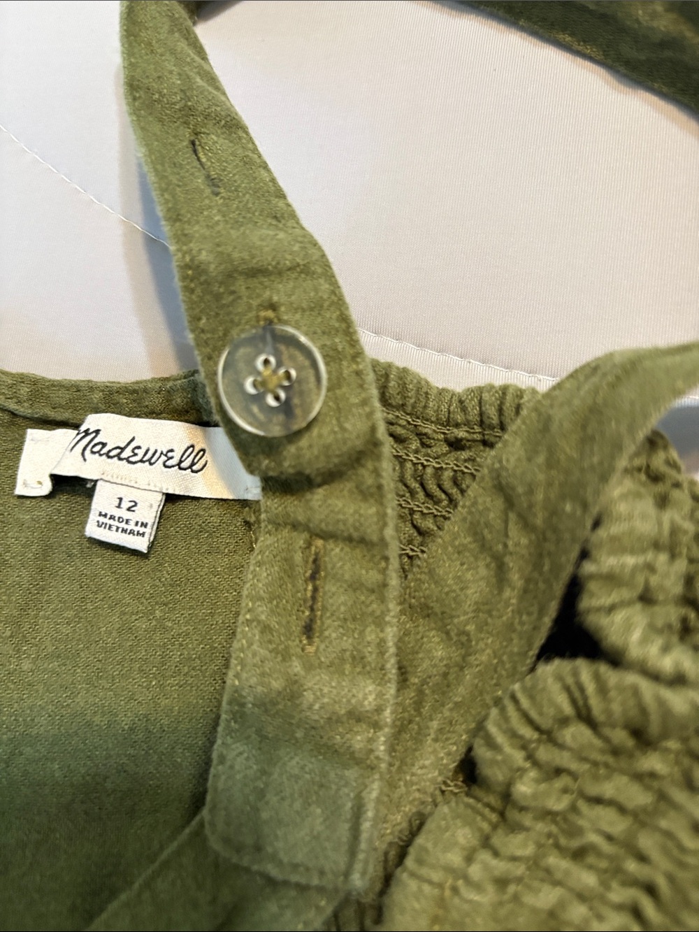 Madewell Linen Cotton Button Jumpsuit Green Wide Leg 12 - Picture 8 of 9